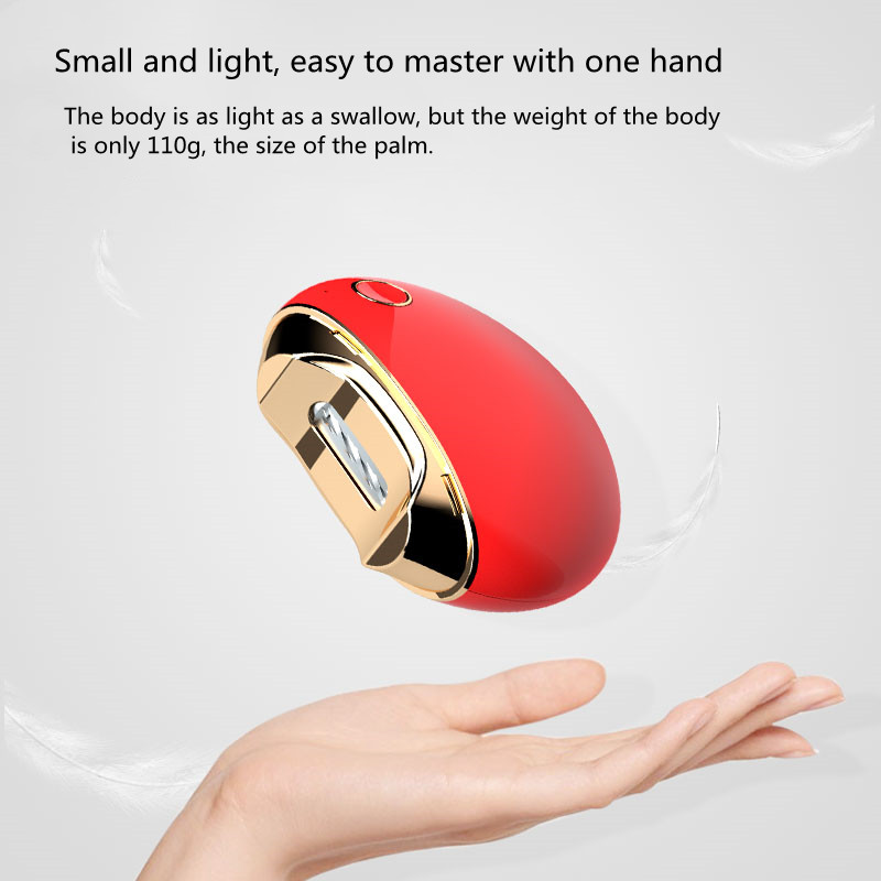 Lightweight red nail trimmer held in one hand