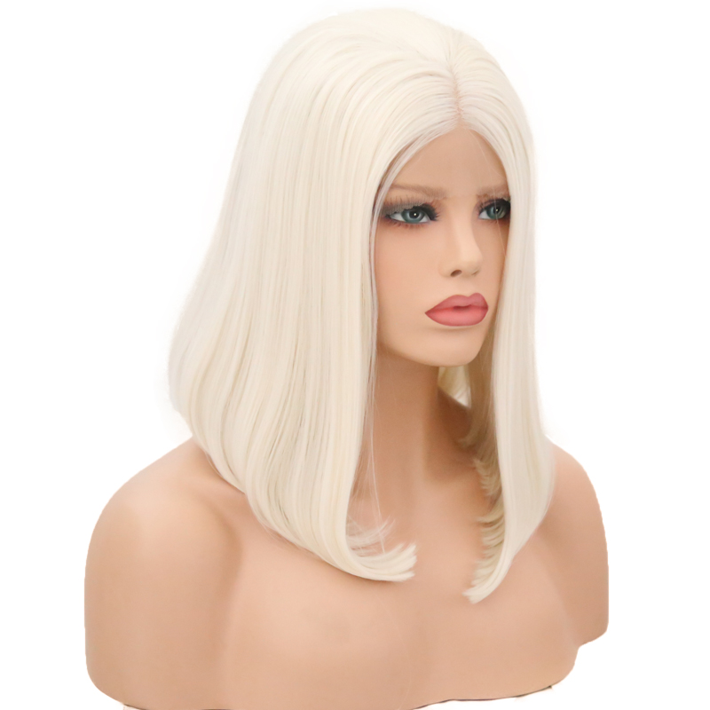 Close view of smooth synthetic wig texture