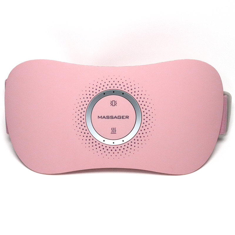 Direct front view of heating belt showing contoured shape and control dial with temperature icons