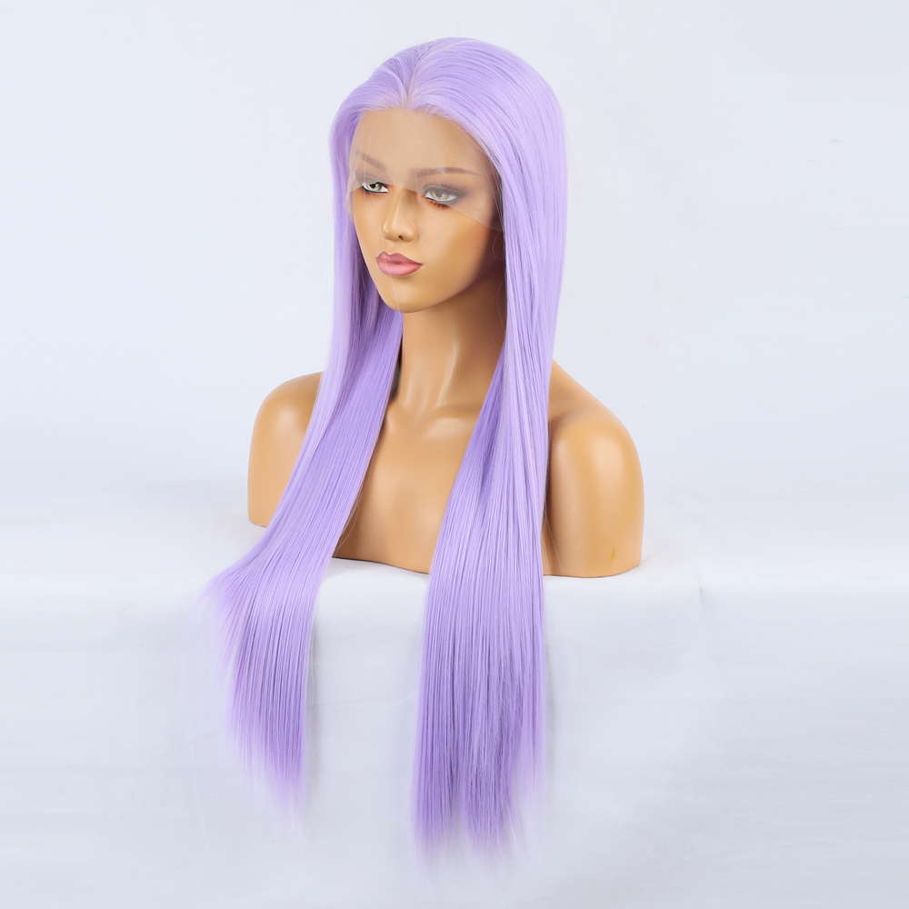 Pastel purple wig showing smooth consistent color