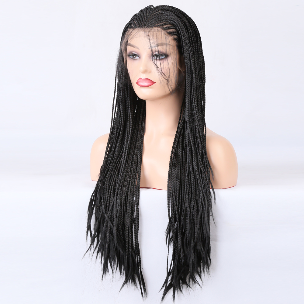 Braided crown and natural-looking hairline from three-quarter view