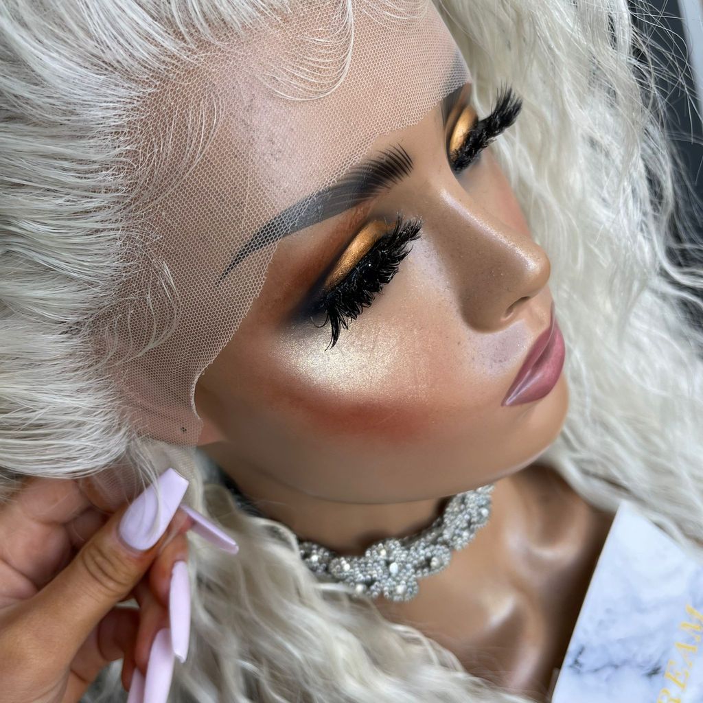 Close-up of natural-looking lace-front wig hairline
