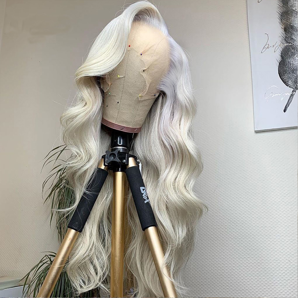 Full length platinum wig with layered side waves