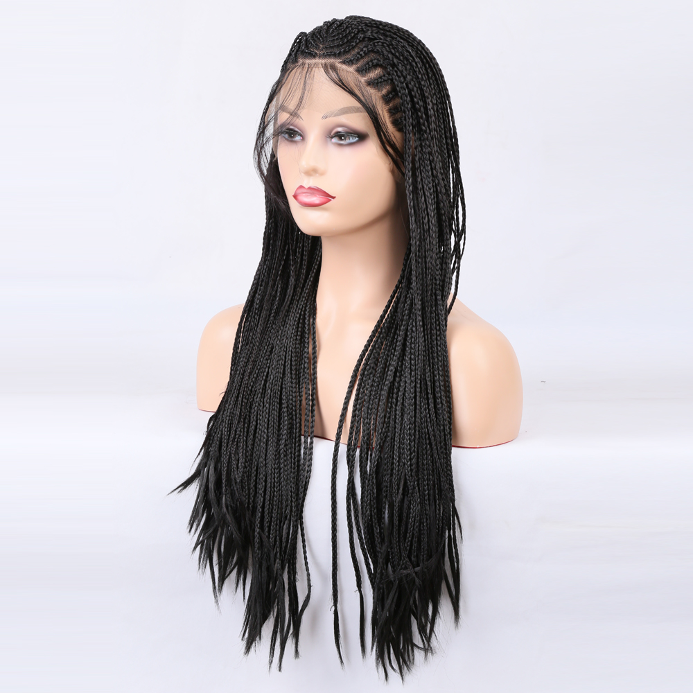 Defined lace-front hairline and braided crown