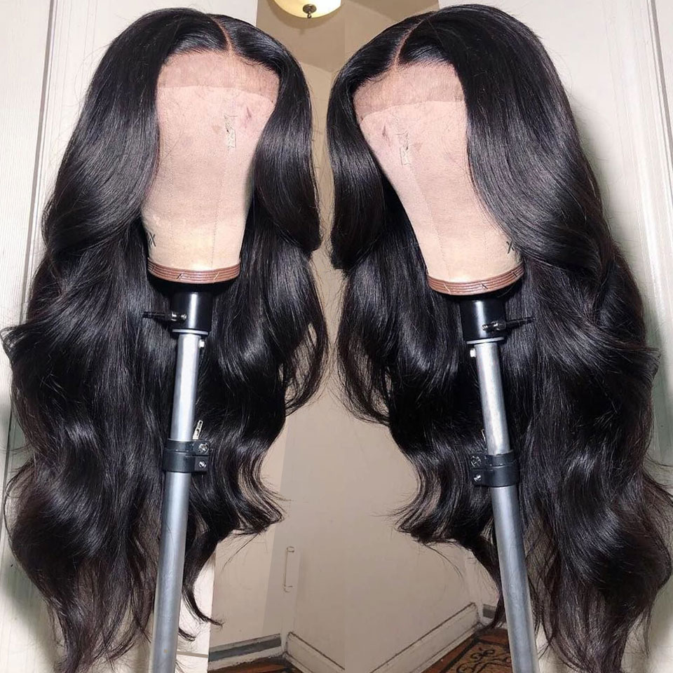 Full-length black wigs showing defined body waves