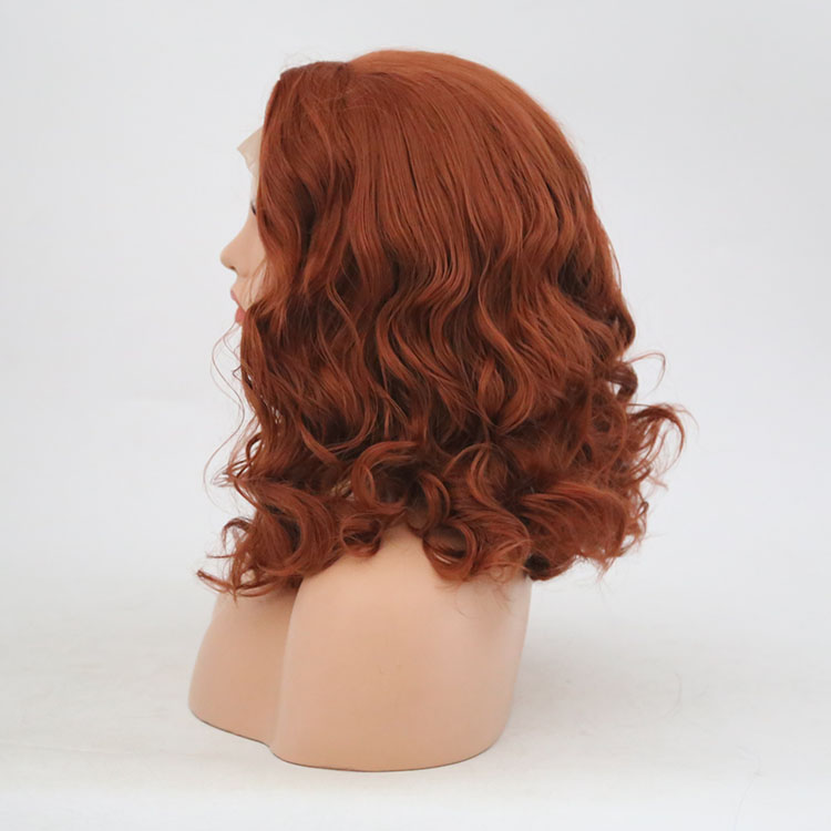 Layered auburn bob shape from side and rear