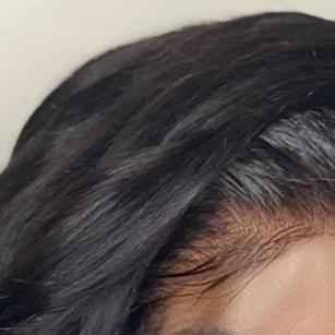 Close-up of natural-looking black wig front lace