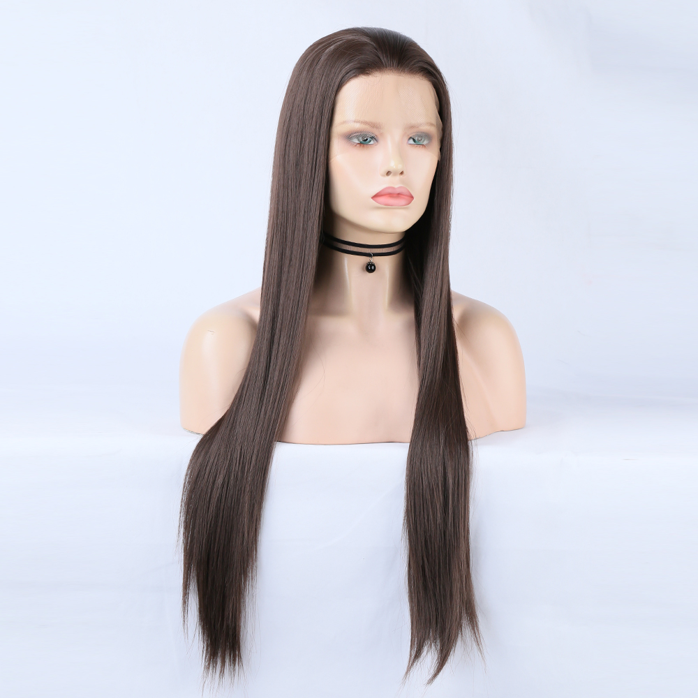 Natural-looking center part on straight lace-front wig
