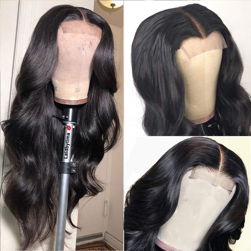 Close view of defined center part and natural-style hairline