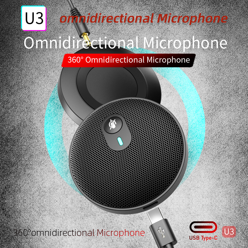 Micro Calling Device 360° Pickup Video Voice Call USB Omnidirectional Microphone Video ...