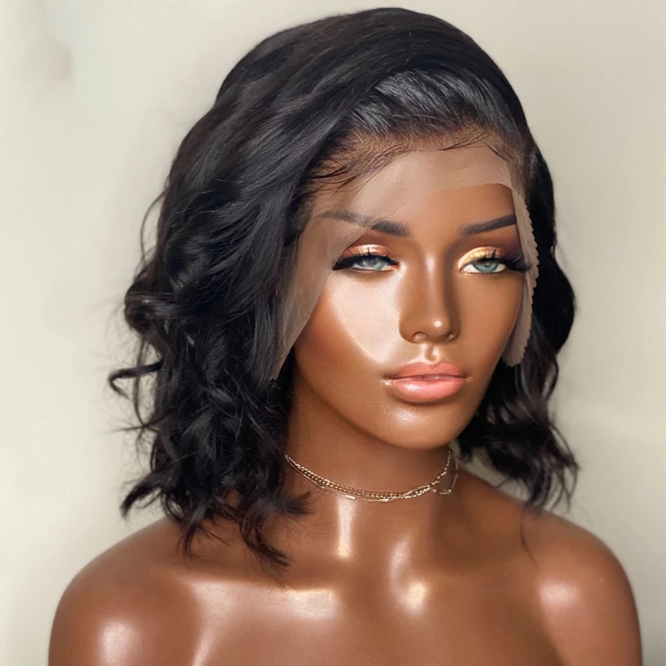 Defined matte black synthetic waves in close view