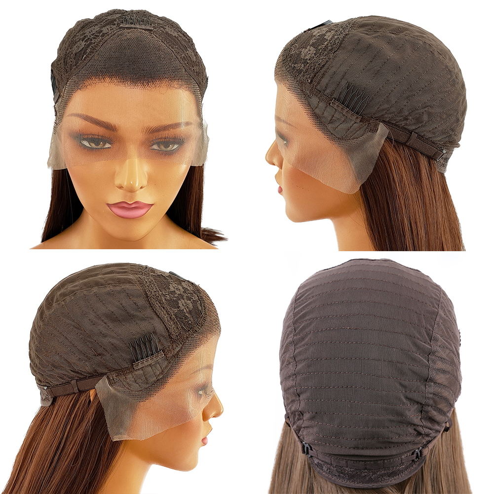 Interior wig cap with straps combs and lace panel