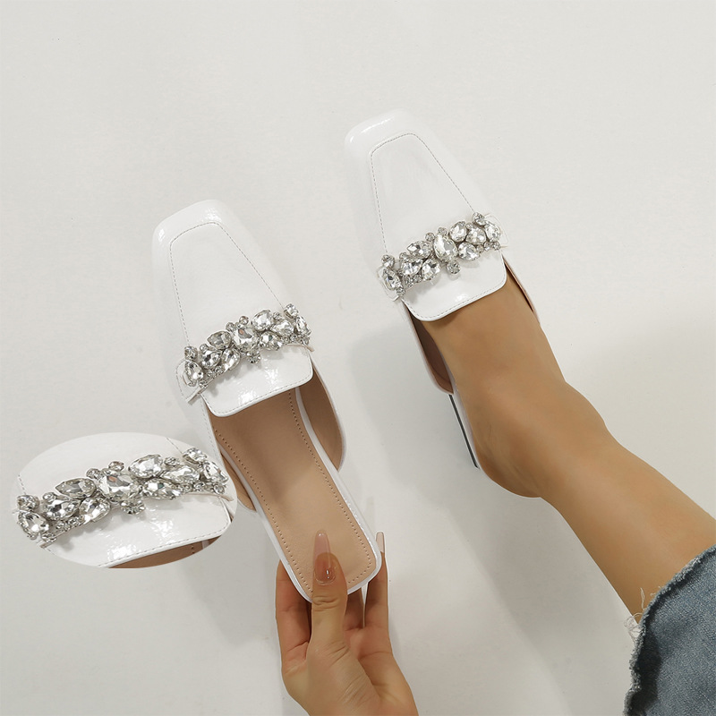 Square Toe Low Heel Net Red Muller Shoes Half Toe Half Slippers Women's Outer Wear Cross-Border Beach Shoes image 5