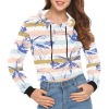 Women's cropped hoodie with all-over palm tree print, featuring a drawstring hood and long sleeves, 100% polyester.