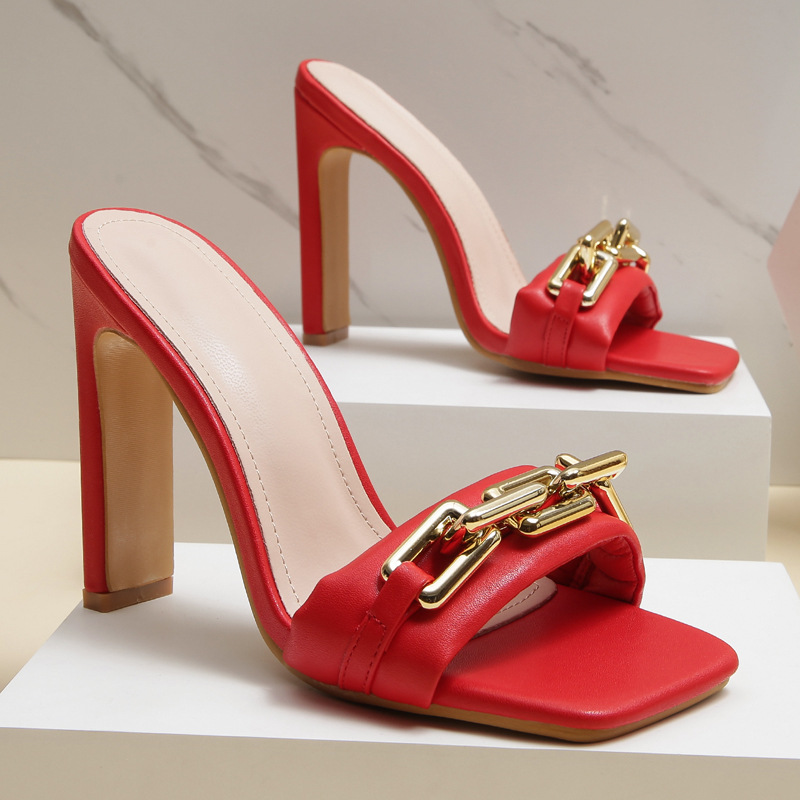 High Heeled Sandals Women Wear With Chain Fish Mouth Stiletto Heels European And American Sandals And Slippers image 6
