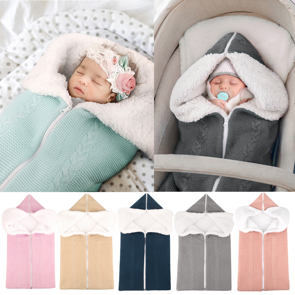 Multifunctional Sleeping Bag Baby Outdoor Baby Stroller Sleeping Bag Blanket Wool Knitting Plus