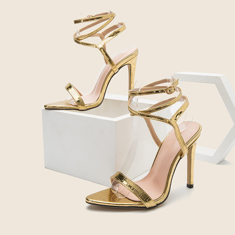 High Heel Shoes Women's Stiletto Shoes Lace Up Outer Wear One Word Belt Summer Sandals image 5