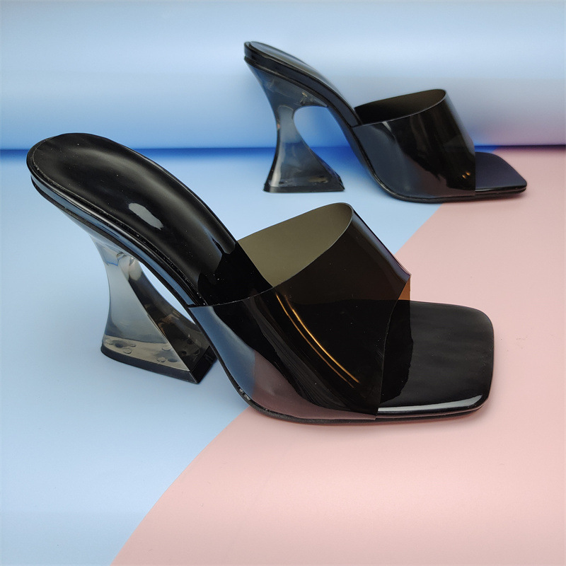 Color Crystal Heel Sandals Women Ladies Shoes Transparent Heel Color PVC Sandals image 6