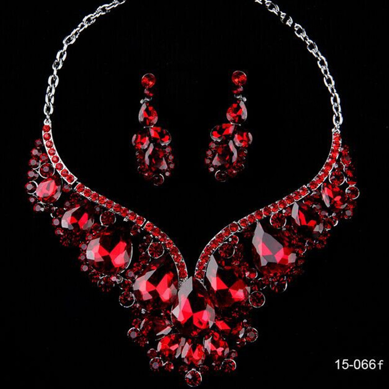 Exaggerated Necklace Alloy Full Diamond Necklace Earring Set Exquisite Zircon Stage Bride Wedding
