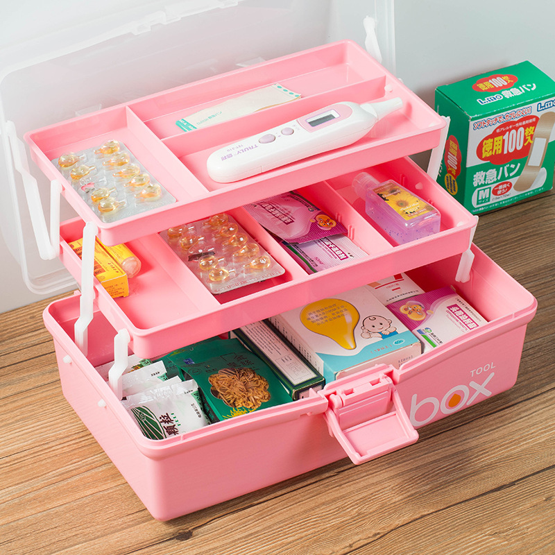 Art Student Painting Box Three-Layer Folding Toolbox Portable Primary School Student Storage Box Transparent Plastic Nail Art Storage Box
