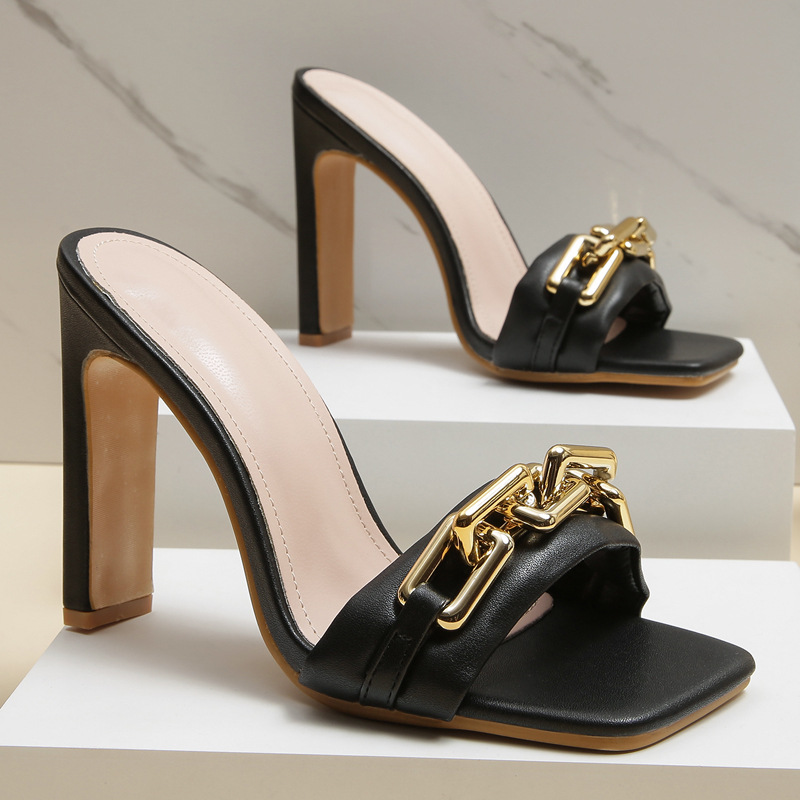 High Heeled Sandals Women Wear With Chain Fish Mouth Stiletto Heels European And American Sandals And Slippers image 4