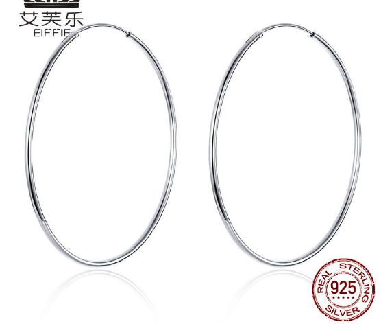 Popular Stud Earrings Large Circle Earrings Simple Fashion Platinum Plated Sterling Silver S925