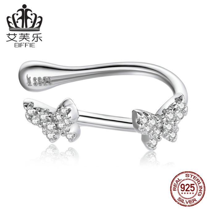 Original Ear Bone Clip Single Sterling Silver S925 Butterfly Romantic Earrings Simple Zircon