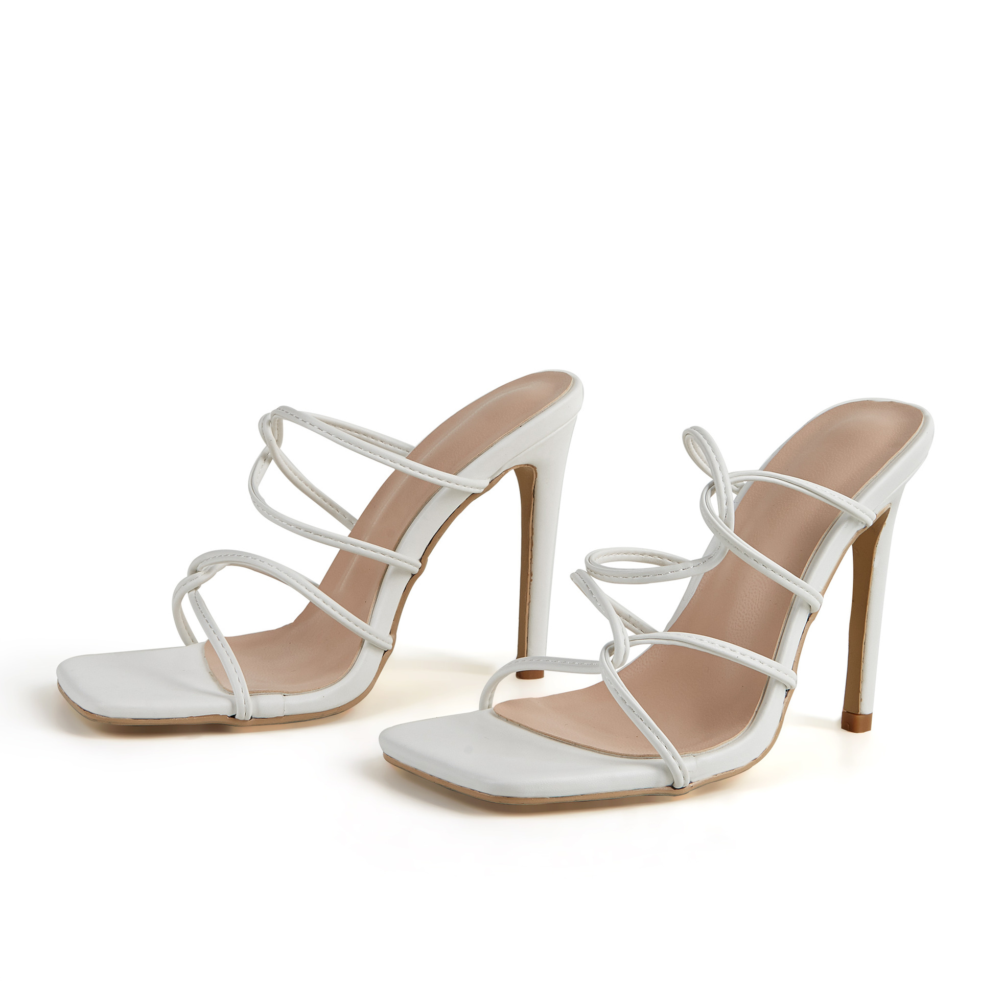 Stiletto High Heel Women's Shoes Summer Sexy Lace-Up Shoes White High-Heeled Sandals image 3