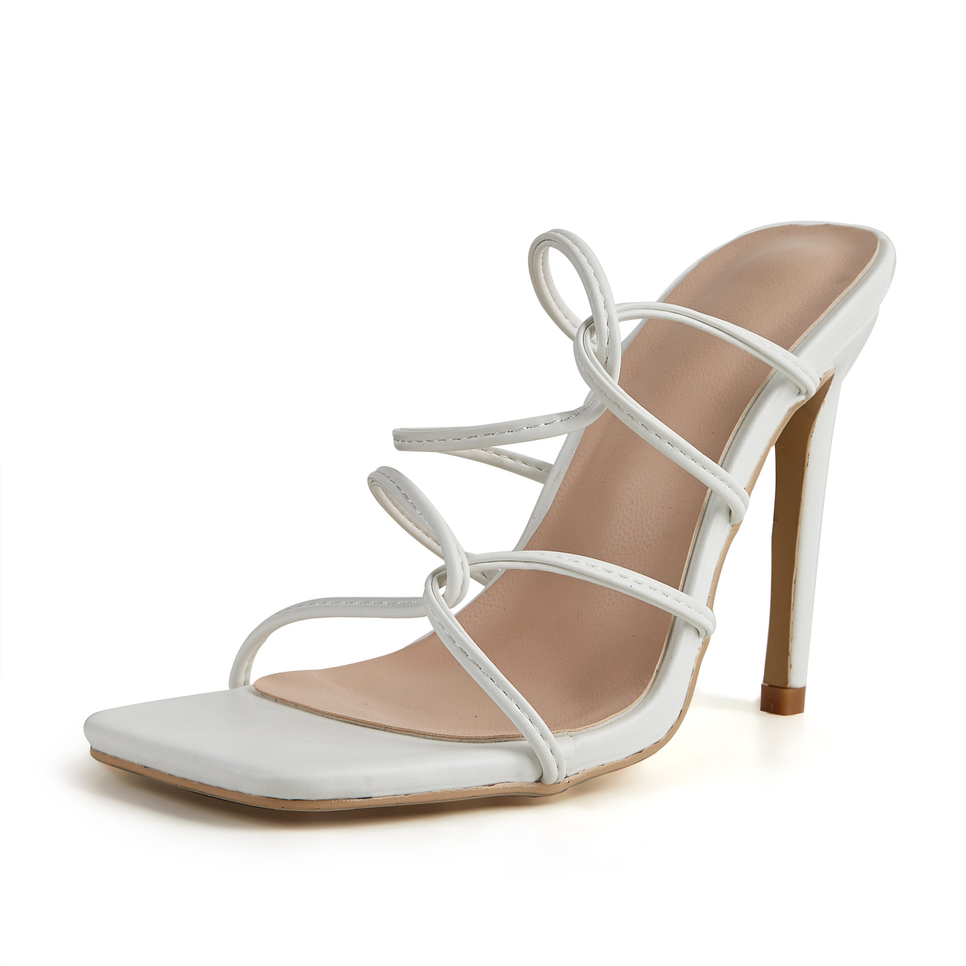Stiletto High Heel Women's Shoes Summer Sexy Lace-Up Shoes White High-Heeled Sandals