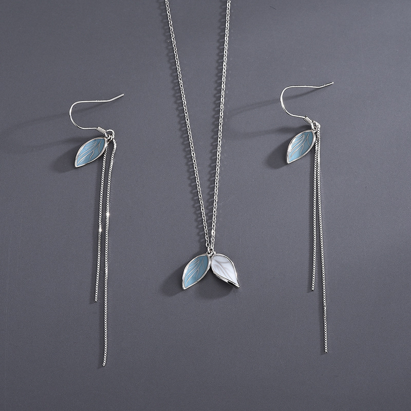 925 Sterling Silver Necklace Female Ins Japan And South Korea Romantic Ear Thread Earrings Minority