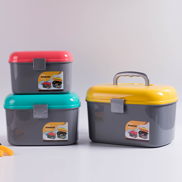 Double Layer Plastic Medicine Box Family Large Medicine Storage Box Cosmetic Storage Box Brush Tool Box Finishing Box