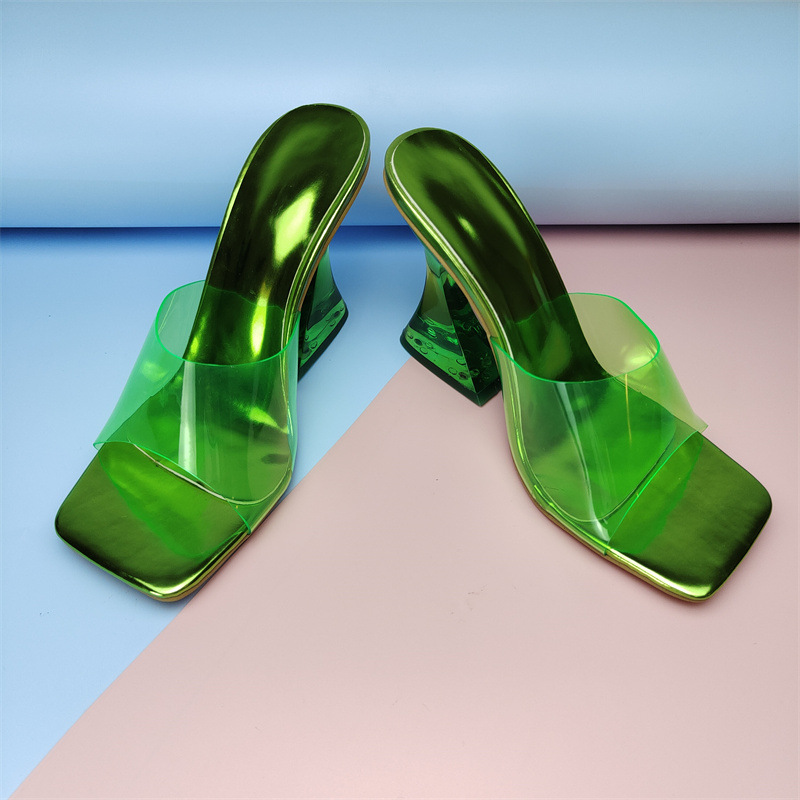 Color Crystal Heel Sandals Women Ladies Shoes Transparent Heel Color PVC Sandals image 5