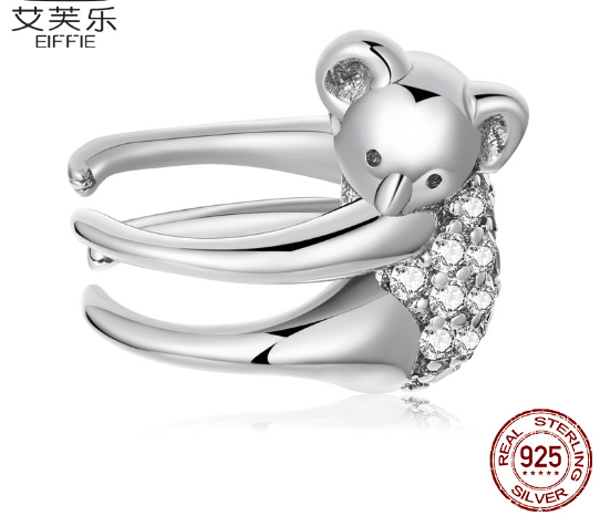 Original Koala Ear Bone Clip Single Sterling Silver Simple Animal Zircon s925 Earrings Single Ear