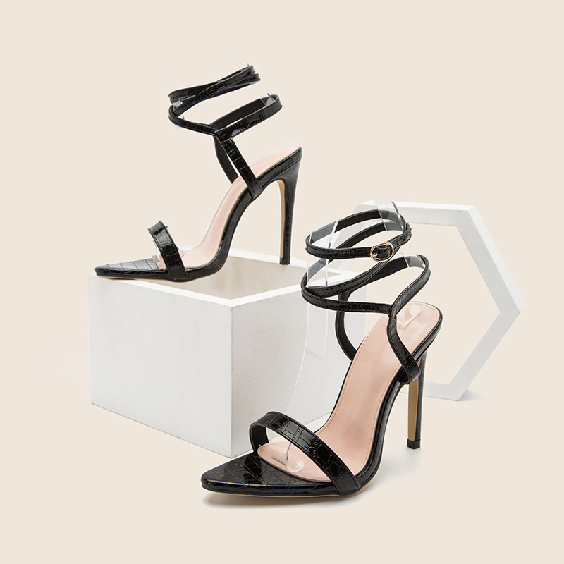 High Heel Shoes Women's Stiletto Shoes Lace Up Outer Wear One Word Belt Summer Sandals image 6