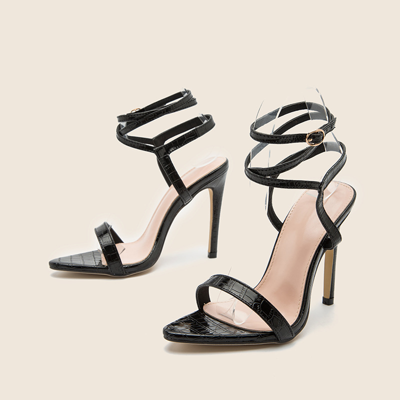 High Heel Shoes Women's Stiletto Shoes Lace Up Outer Wear One Word Belt Summer Sandals image 4