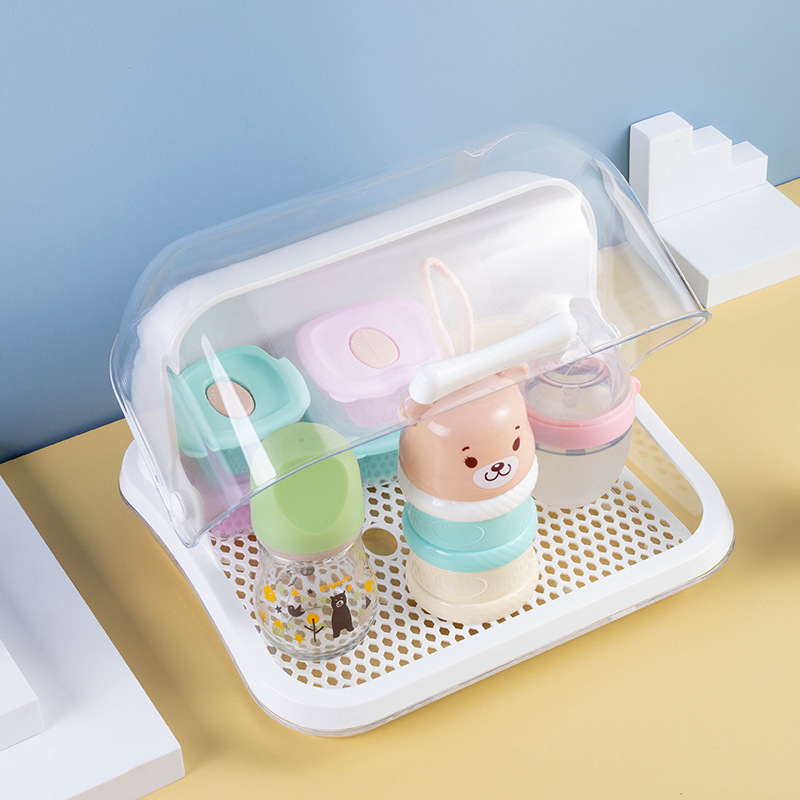 Large White Milk Bottle Storage Box Tableware Storage Box Supplies Cleaning Box Water Cup Storage Box Kitchen Dust Proof Storage Box
