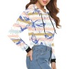Women's cropped hoodie with all-over print, featuring drawstring hood and long sleeves. Made of 100% polyester.