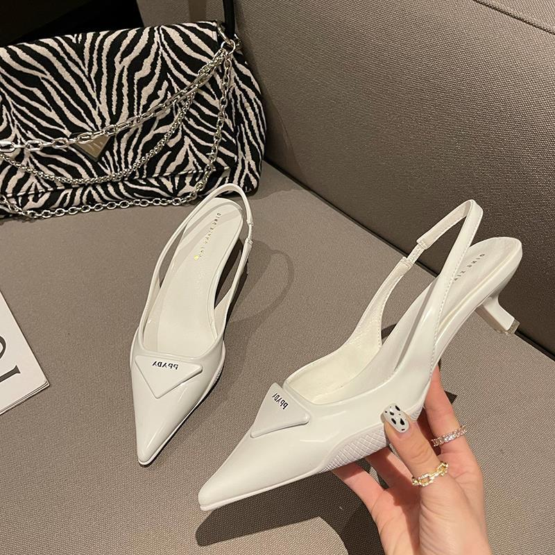 Spring Pointed Toe Back Empty Shallow Mouth Stiletto Sandals Korean Style Of The Simple Baotou Cat Heel Women's Shoes image 4