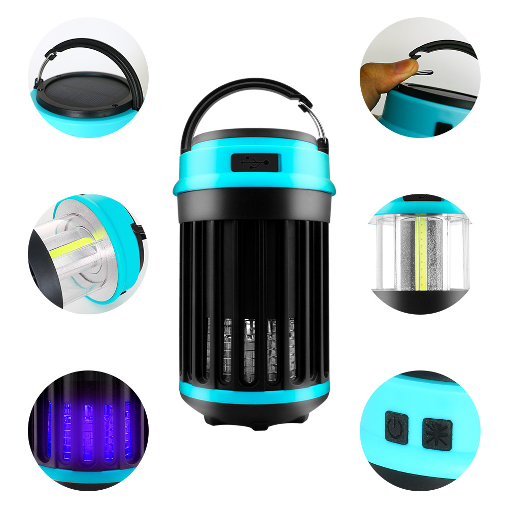 Solar LED Electric Shock Mosquito Killer Lamp Outdoor Waterproof USB Rechargeable Lighting Mosquito