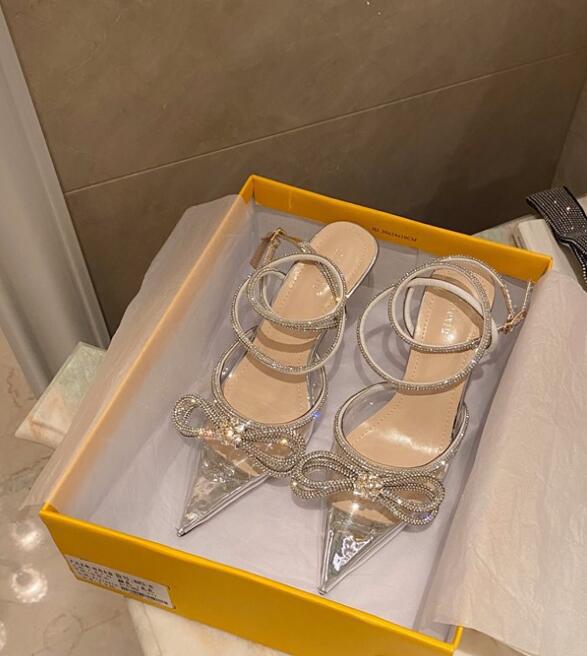 Summer Strappy Pointed Fairy Shoes Transparent Butterfly Rhinestone Stiletto Sandals Net Celebrity High-Heeled Wedding Shoes Women image 6