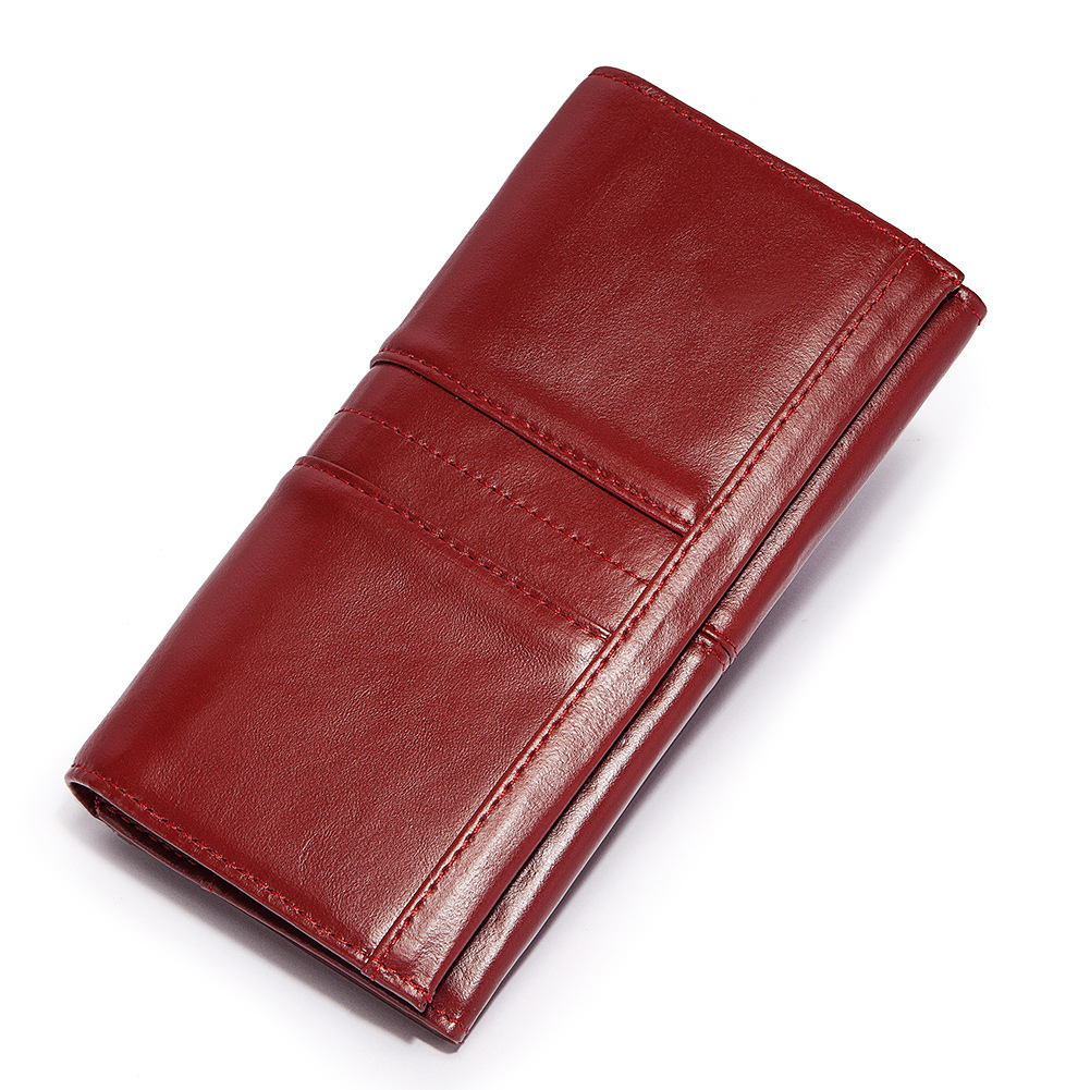 Anti-Theft Brushed Genuine Leather Ladies Wallet Top Layer Cowhide Long Women's Bag Multi-Card Card