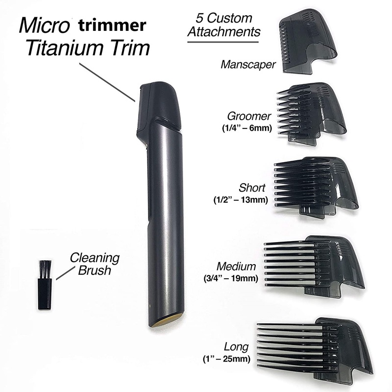 Five comb attachments beside black body trimmer