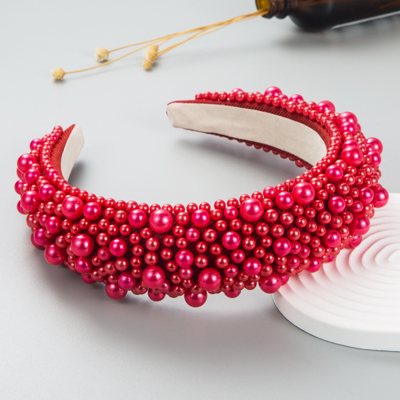 Ruby red beaded headband styled for quick glamour