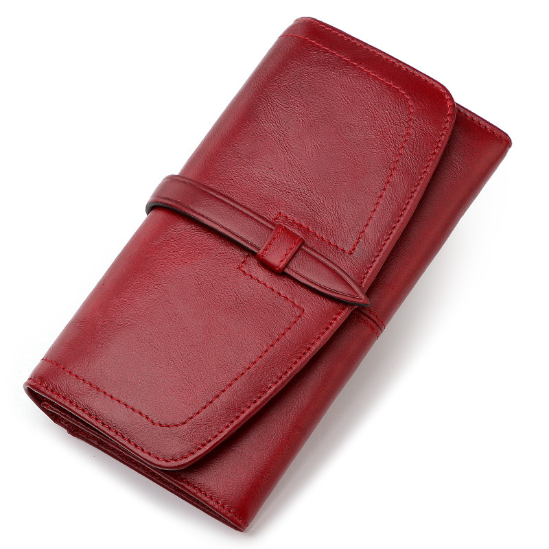Ladies Leather Wallet RFID Long Zipper Retro Women's Wallet Large Capacity Women's Bag