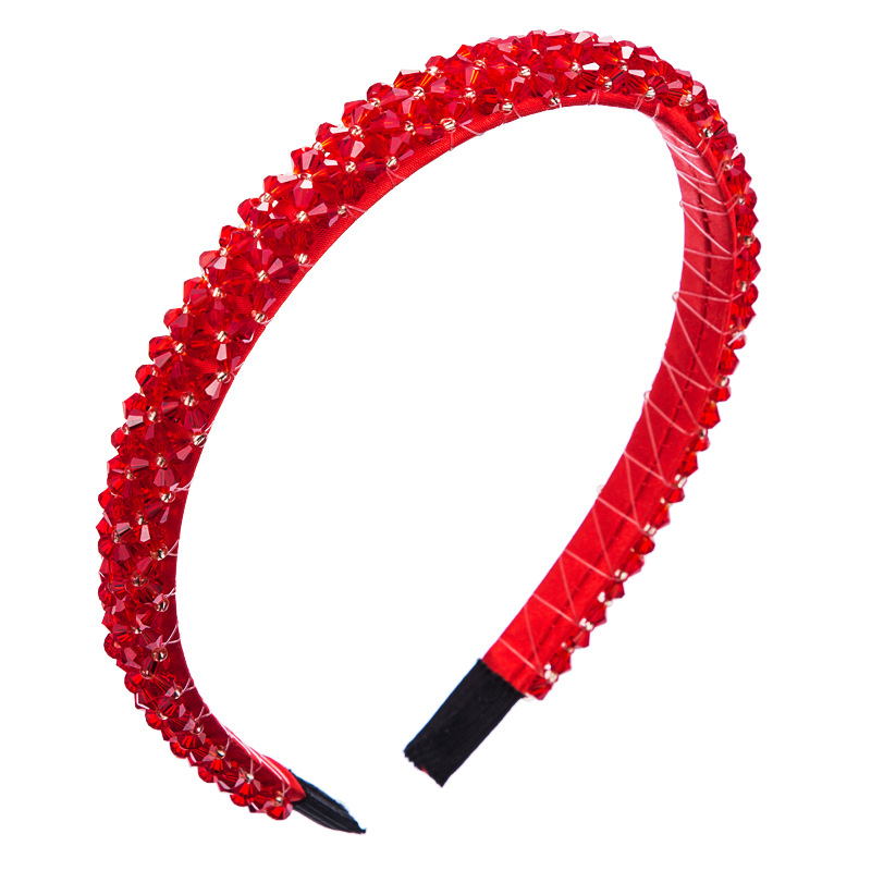 Red crystal headband with covered black end tips