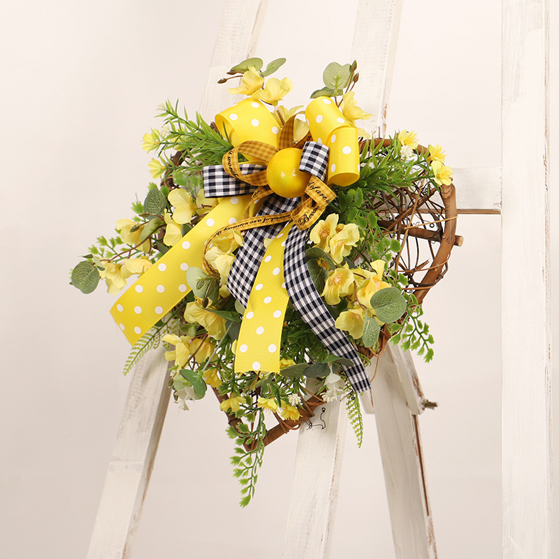 Lemon wreath hanging in a cottage style home display