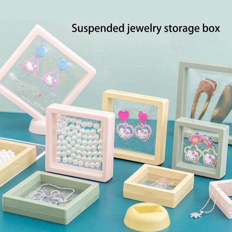 Anti-Oxidation PE Film Jewelry Box Portable Transparent Storage Box Earrings Necklace Film Suspension Display Box