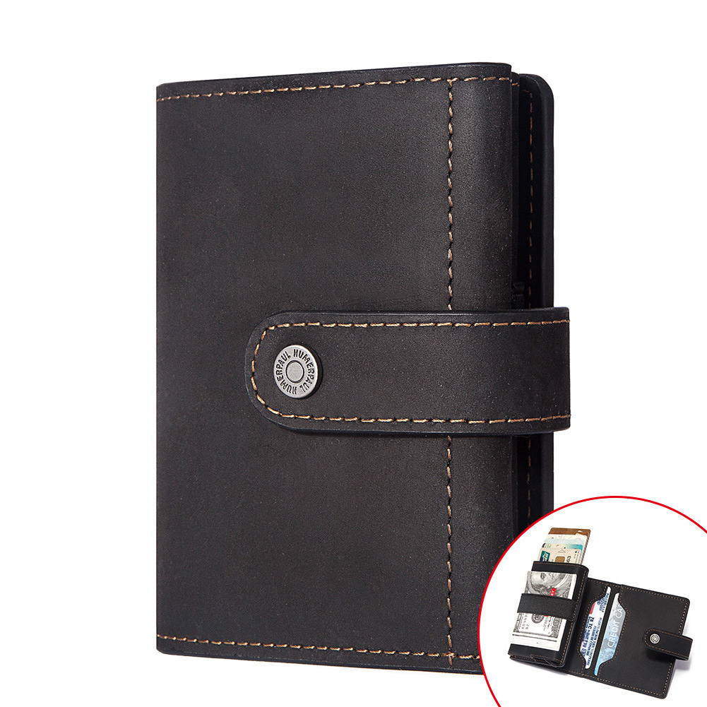 Coin Purse Metal Card Case Leather Card Sleeve ID Sleeve Leather Credit Holder