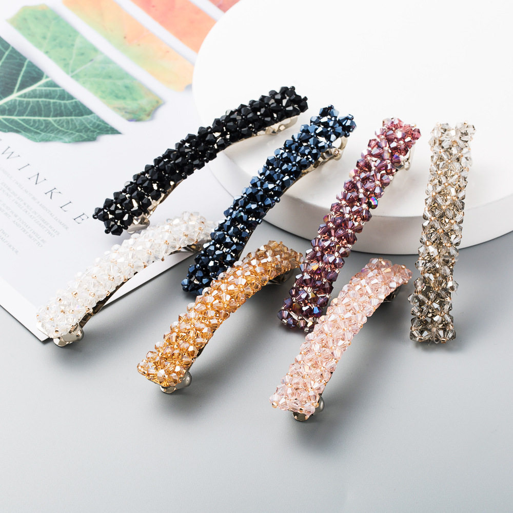 Slim crystal bar clips in multiple colors