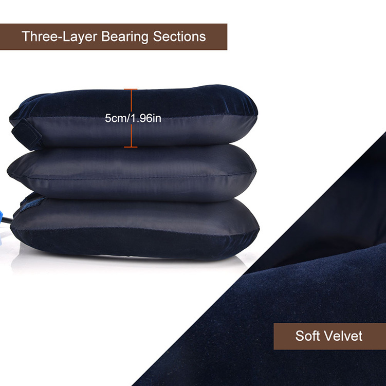 Cross‑section of the three‑layer cervical traction device with soft velvet exterior and 5cm height measurement.